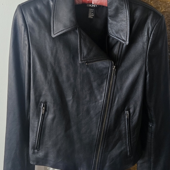 DKNY Black Leather Jacket - Picture 1 of 3